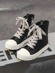 Owens Rick Shoes Outdoor Black Canvas High Top Quality Owens Men Shoe Jumbo Lace Women Sneaker Fashion Casual Owens Design Boots & Shoes - Black - View 2