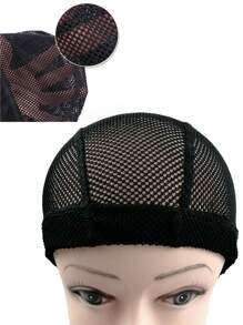 1 szt. czepek na perukę, czepek z wkładką do peruki, czepek z elastycznej siateczki z dużymi otworami, czepek z czarnej elastycznej peruki ze spandexu do wyrobu peruk, luźny regulowany pasek, lekki, oddychający, miękki, bezszwowa okrągła czepek, czepek do codziennej pielęgnacji koka, czepek do spania, czepek z siateczki o wysokiej elastyczności unisex (czepek na perukę M/L), jednolity kolor, swobodny, boho, poliester, pusty, do codziennego użytku, na wszystkie pory roku