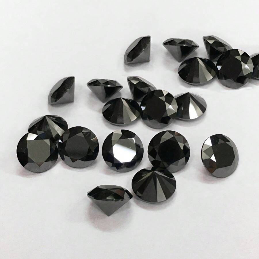 [3.0mm] Wholesale Round Moissanite Stones, VVS1 Clarity D Color, Black Color, 5pcs/50pcs/100pcs Available For Jewelry Making, Diamond Encrusted