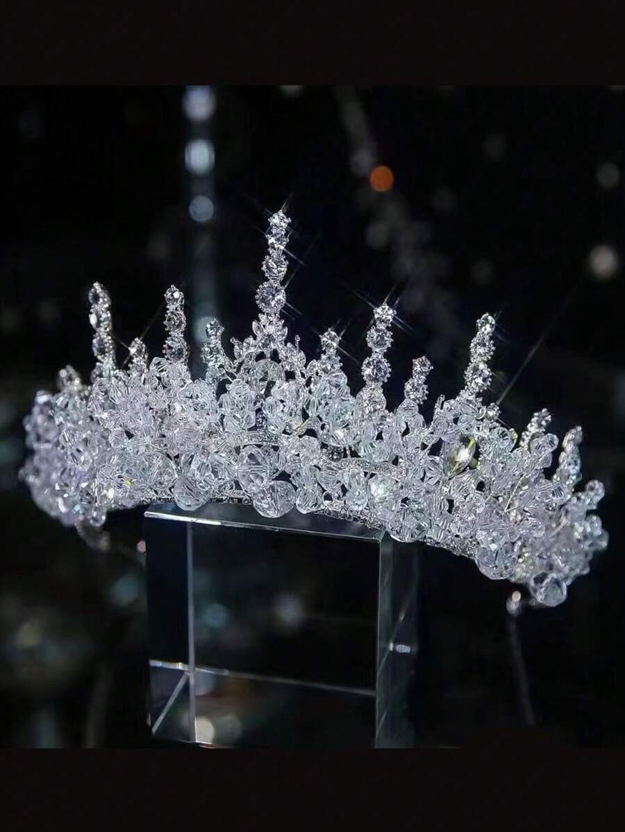Phụ kiện cài tóc vương miện pha lê mới cho cô dâu, vương miện công chúa cho trang trí váy cưới sinh nhật, phụ kiện ngày Valentine.