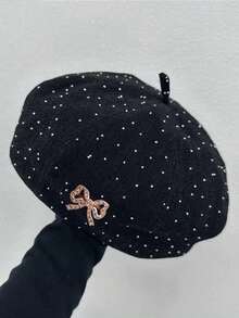 Women's Spring Summer Autumn Thin Octagonal Beret Hat, Sparkling Rhinestone Painter's Cap, Shiny Pumpkin-Shaped Versatile Hat - Rhinestones - View 8