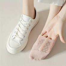 1/5/8 Pairs Women Breathable Invisible Socks - Soft Pastel Colors, Lightweight & Comfortable Casual Footies For Spring/Summer, Caution When Wearing | Knit Fabric Socks, Cute Socks - Multicolor - View 3