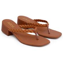 Flip-Flop Sandal With 4.5cm Block Heel Versatile Clog Flip-Flop - 鏽棕色 - 查看 2