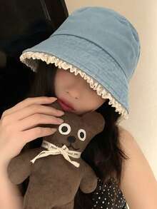 Mũ tai bèo, mũ tai bèo chống nắng đa năng, thiết kế vành rộng, thích hợp cho mùa xuân và mùa hè. - Mũ ngư dân viền ren - Xem 4