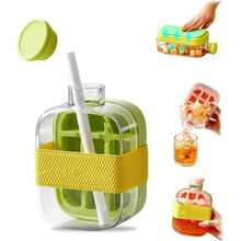 Botella de cubitos de hielo, botella de agua con bandeja de cubitos de hielo 2 en 1 sin contacto con tapa y cubitera, botella para hacer cubitos de hielo, bandeja de cubitos de hielo vertical con tapa fácil de presionar para el congelador