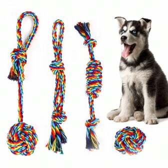 1/4/5pcs High-Quality Rope Pet Toy, For Adult Dogs To Chew, Relieve Boredom, Relieve Anxiety, Strengthen Teeth And Gums, Super Bite-Resistant,-Toxic, Suitable For Small And Medium-Sized Dogs.