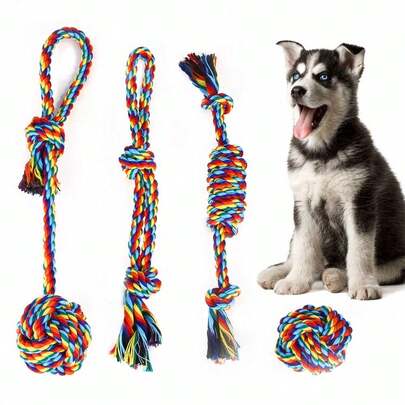 1/4/5pcs High-Quality Rope Pet Toy, For Adult Dogs To Chew, Relieve Boredom, Relieve Anxiety, Strengthen Teeth And Gums, Super Bite-Resistant,-Toxic, Suitable For Small And Medium-Sized Dogs.