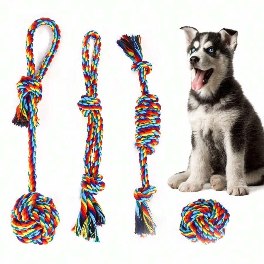1/4/5pcs High-Quality Rope Pet Toy, For Adult Dogs To Chew, Relieve Boredom, Relieve Anxiety, Strengthen Teeth And Gums, Super Bite-Resistant,-Toxic, Suitable For Small And Medium-Sized Dogs.