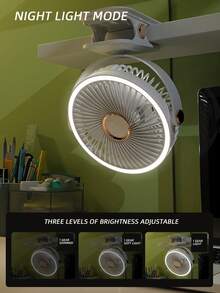 便携式夹式风扇，可充电，720°可调节，带LED灯，小巧桌面风扇，强劲静音，5档风速，USB充电，迷你个人降温风扇，适用于桌面、家庭办公室、婴儿车、露营，是送给女性的绝佳礼物。 - 彩色 - 查看 10