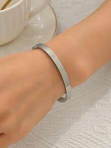 1pc Fashionable Stainless Steel Bracelet, Suitable For Daily Wear - Black - View 4