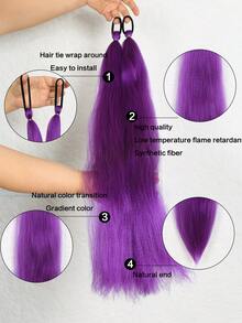 2 PCS Purple Ponytail Extension With Elastic Tie Straight Sleek Wrap Around Braid Ponytail 28 Inch For Kids - Purple - View 5