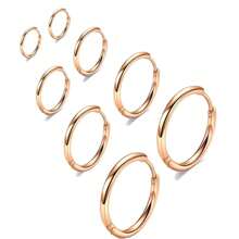 4 pares de pendientes de aro tipo "huggie" de acero inoxidable quirúrgico 316L de 6mm, 8mm, 10mm y 12mm, hipoalergénicos, para cartílago, hélix y lóbulos, tipo bisagra, para hombres y mujeres