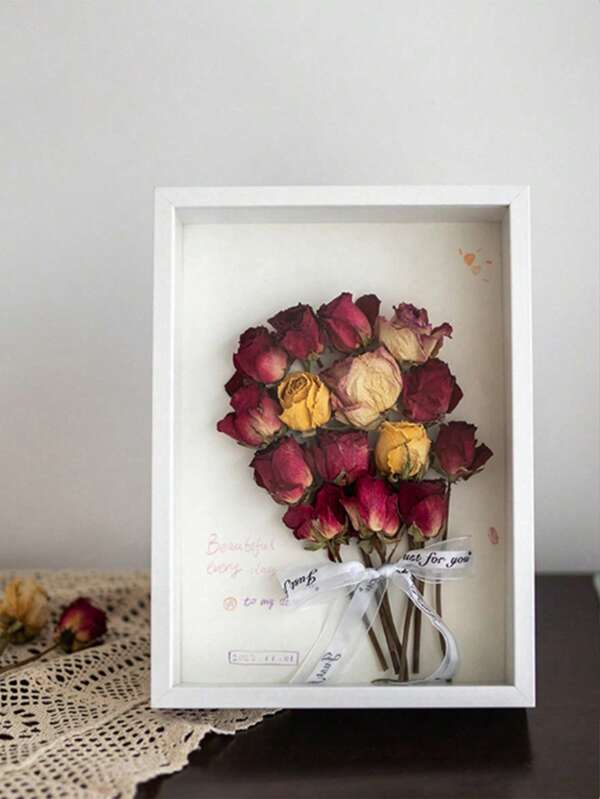 1 pieza Marco de fotos de madera con flores secas, caja de exhibición de madera hueca 3D DIY para especímenes, decoración para el hogar, adecuado para exhibir flores secas, fotos, artesanías, como regalo para cumpleaños, bodas, aniversarios, graduaciones y fiestas