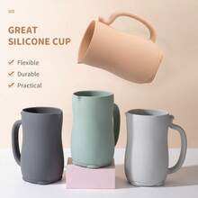 KUNT 1件1500ml婴儿沐浴漱口杯可爱猫尾巴设计大容量硅胶洗发漱口杯带手柄柔软儿童洗发杯 - 彩色 - 查看 2