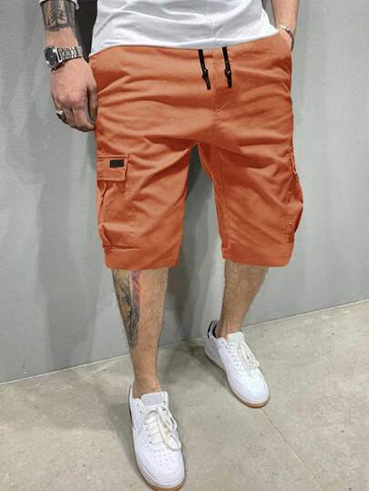 Quần short Cargo thiết kế cổ điển, quần short Cargo nhiều túi có dây rút ở eo thường ngày cho nam, thích hợp mặc ngoài trời mùa hè