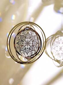 1 pièce Carillon rotatif en acier inoxydable avec motif mandala 3D pour la décoration de jardin en extérieur