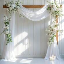 1 Piece Of Pure White Wedding Scene Decoration Gauze, White Wedding Background Decoration 30x236inch Wedding Gauze Decoration, Suitable For Wedding Decoration And Photo Booth Photography Decoration