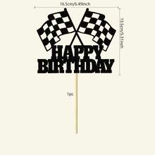 1 Pieza Decoración para tarta de cumpleaños con coche de carreras, luz de tráfico brillante, bandera de trofeo, selección de coche de carreras para decoración de fiesta de cumpleaños con tema de vamos a las carreras, suministros para navidad - Multicolor - Ver 7
