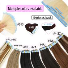 10 piezas de extensiones de cabello postizas para mujeres, 24 pulgadas de cabello sintético Kanekalon liso, no se destiñen, sin costuras e invisibles para todo tipo de cabello, 10 piezas/paquete, 35g