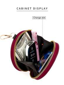 Customized Round Coin Pouch, PU Leather Mini Wallet, Personalized Wreath Text Women's Portable Coin Purse, Multi-Function Student Coin Pouch, Birthday Gift For Friends, Girlfriends