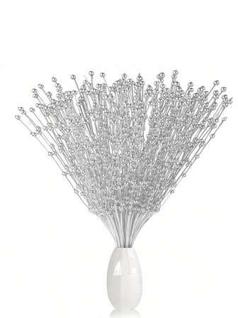 30pcs Elegant Pearl Bouquet - 4mm Pearl Decoration Garland, Suitable For Floral Arrangement, Wedding & Christmas Decor - Available In Silver, Gold, White