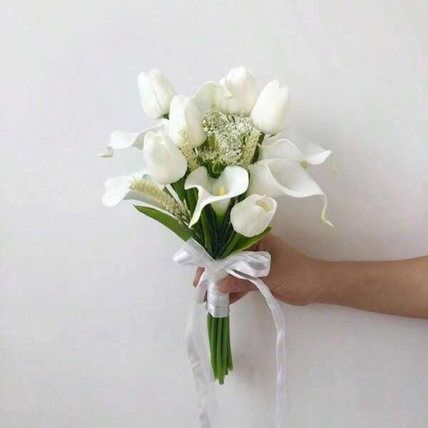 Artificial Calla Lily Bridal Bouquet, Wedding Bridesmaid Flowers, Bride Accessory