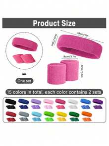 3件套户外运动吸汗带和腕带套装，夏季吸湿排汗头带和腕带，纯色吸汗带，弹性吸汗带，适用于网球等运动，适合夏季户外运动、跑步、网球、篮球、跳绳、徒步、骑行和健身房锻炼。 - 彩色 - 查看 4