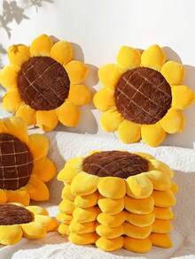 وسادة عباد الشمس لديكور غرفة المعيشة الأريكة، وسادة كرسي مسند الرأس السرير، وسادة ستائر نافذة البركة منسوجة من الفراء لديكور غرفة النوم، عيد الصيف - أصفر - مشاهدة 2