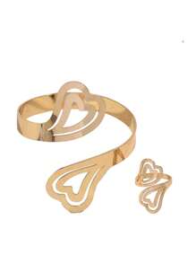 2PCS Simple And Elegant Love Bracelet & Ring Fashion Exquisite Jewelry Set Suitable For Party Daily Wear For Women Holiday Gifts