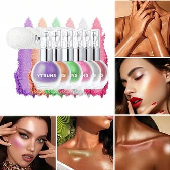 Ytruns 星形闪光喷雾，身体化妆荧光笔，3D 闪光粉，适合表演和舞会，锁骨和身体闪光喷雾。