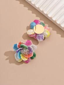 1 Paar minimalistische niedliche Acryl Blumen Ohrringe für Frauen (zufällige Blütenfarbe)
