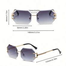 Stylish Oversized Gradient Fashion Sunglasses For Women Polygonal Frameless Fashion Sunglasses For Summer Beach Vacation,Outdoor,Travel
