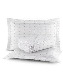 200 Thread Count Double-Sided Bedspread, Double/Queen/King/Single, Embroidered, 3-Piece Luxury Decor - 白色/粉紅色 - 查看 1