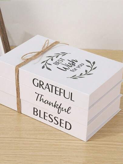 4pcs/1pc Foldable Simple Rustic Fake Books Decorative Ornament With White Linen Rope, Farmhouse Style Coffee Table Decor