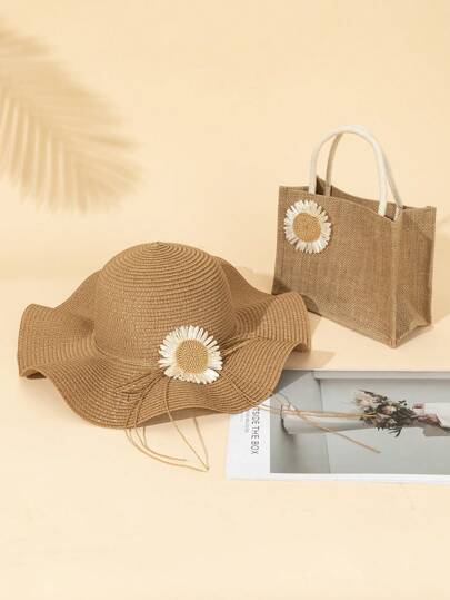 2 Stück personalisierte Tragebeutel & Anhänger für Brautjungfern, Jutetaschen, Brautjungfern Geschenktasche, Junggesellinnenabschied Taschen, Strandtasche, Geschenktüten, Brautparty Tasche, personalisierte Strandtasche als ideales Geschenk für ihre Freundinnen, Frauen, Berufseinsteiger & Bürokräfte zu Jahrestagen, Feiertagen. Große Strandeinkaufstaschen als ideale Geschenke für Frauen, Mode Sonnenschutz Wellen Sonnenblume Strohhut Set