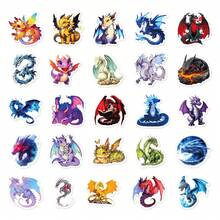 50PCS Cartoon Stickers Dragon Party Favors Dragon Stickers Cool Dragon Toy Decal Aesthetic Stickers Journaling Stickers Aesthetic Stickers Vinyl Waterproof Stickers For Laptop,Bumper,Skateboard,Water Bottles,Computer,Phone - Multicolor - View 4