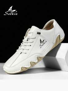 Zapatos casuales de hombre Salkin de corte bajo, de costura manual, de unicolor simples y de moda, adecuados para deportes al aire libre, oficina diaria, fiesta. Opcionales de varios colores y tallas grandes de la 45 a la 48 para todas las estaciones