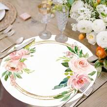 6pcs Table Flags/28*275cm + 36pcs Placemats/33cm, Table Flags & Placemats Set, Suitable For Various Party Decoration