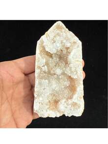 1pc White Quartz Geode Towers, Raw Quartz Clusters, Crystal Tower Point,Raw Geodes, Crystal Collector, Sparkling Geode Home Decor,Crystal Gift - White - View 10
