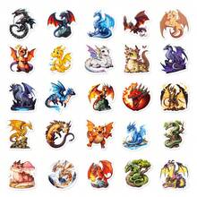 50PCS Cartoon Stickers Dragon Party Favors Dragon Stickers Cool Dragon Toy Decal Aesthetic Stickers Journaling Stickers Aesthetic Stickers Vinyl Waterproof Stickers For Laptop,Bumper,Skateboard,Water Bottles,Computer,Phone - Multicolor - View 5