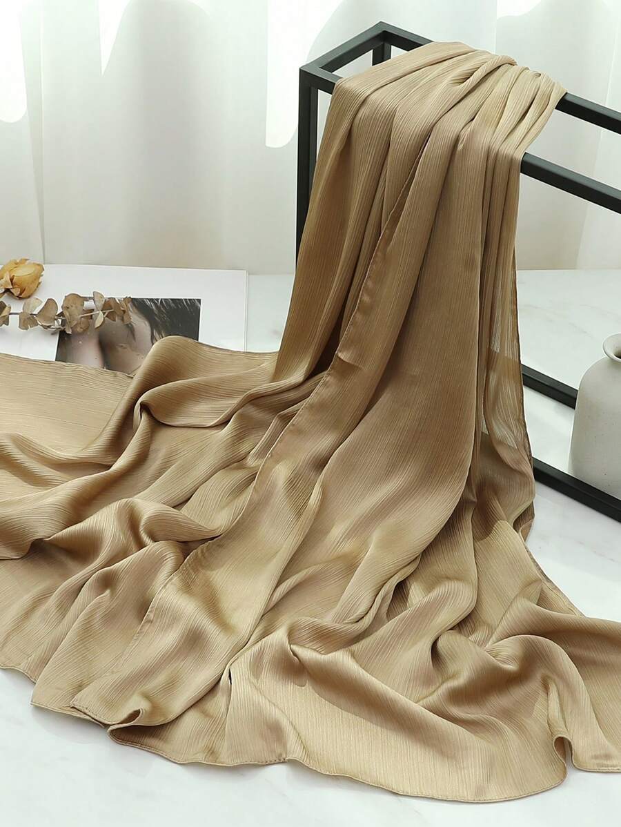 1 Stück eleganter einfarbiger Damen Faux-Seidentuch, Bandana, Damen Halstuch, Schal, leicht und dünn, bequemer einfarbiger muslimischer Damen Kopftuchstoff, Abaya, Damenkopfbedeckung, für täglichen Gebrauch und Ausflüge im Frühling, Sommer und Herbst