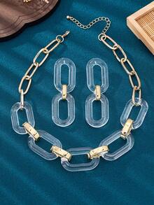 Women's Jewelry Set - Fashion Transparent Acrylic Simple Necklace Earrings Three Pieces Set - Transparent - View 1