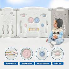 Adjustable Baby Playpen With 14/18/22 Panels – Foldable Kids Activity Centre, Portable Safety Play Yard For Indoor And Outdoor Use - 灰色 - 查看 5