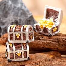 4 件迷你箱式水族箱装饰，鱼缸景观装饰，4 种风格微型景观装饰品，耐用树脂材料