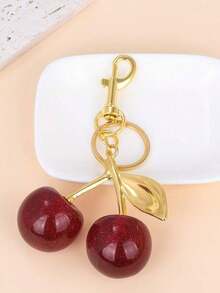 Cherry Pendant, New Large Cherry Shaped Crystal Pendant, Keychain Pendant, Glitter Cherry Charm Keychain With Clip, Suitable For Bags, Shiny Resin And Metal Accessories, Suitable For Women's Wallets And Bags, Women's Handbags Pendant Decoration Bags Car Keychain