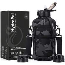 UKEIN Half Gallon Water Bottle With Storage Sleeve, 74oz Large Water Bottle With 2 Lids(Straw Lid And Chug Lid), Big Sports Water Jug For Gym With Strap, Drink Container With Handle - 黑色迷彩 - 查看 1