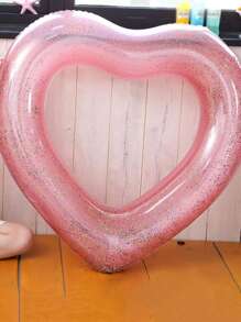 1pc Inflatable Heart Shaped Swimming Ring, Suitable For Water Sports, Pool Party Fun, Floating Water