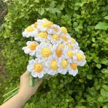 10pcs Handmade Crocheted Daisy Bouquet, DIY Artificial Flower Craft For Wedding, Girlfriend, Boyfriend, Best Friend, Mother's Day, Father's Day, Anniversary, Birthday, Home Decor, Potted Plant