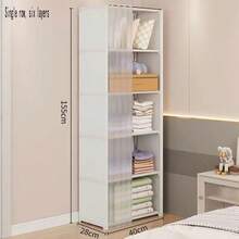 Easy Assembly Office Bookshelf, Simple Multi-Layer Home Clothes Storage Cabinet, Multi-Functional Classroom Miscellaneous Storage Cabinet, Small Dust-Proof Wardrobe Storage Rack For Rental Bedroom - White - View 7