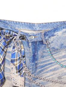Quần short denim in kỹ thuật số 3D cho nam, thời trang cho mùa hè - Màu xanh lam - Xem 4
